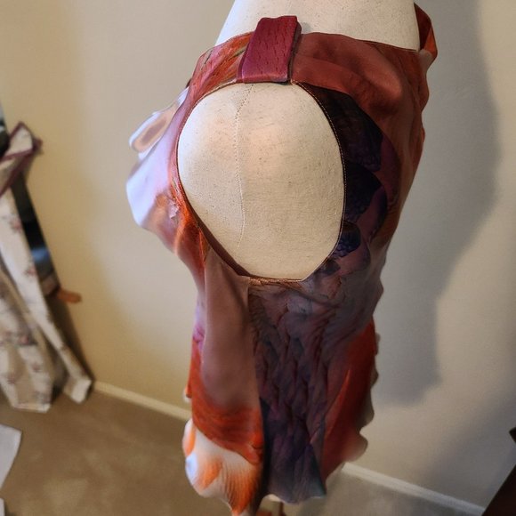 Georgio Armani 100% Silk Cowl Neck Sleeveless Top Size 6 US. Multi-color. - Picture 5 of 7